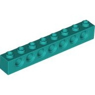 Lego kostka s otvory (kostička s dírami) 1x8, tmavě tyrkysová (4125497)